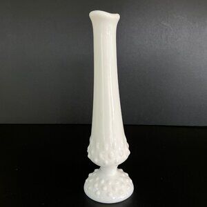 Fenton Milk Glass Hobnail Bud Pulled Swung Vase
